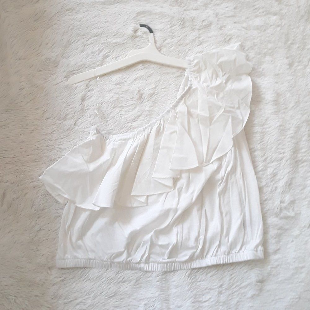 Women's One Shoulder Ruffle Top ~ A New Day (Size M) WHITE ~ NEW!!! - Picture 4 of 7